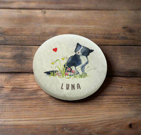 Cat Black & White Marble Memorial